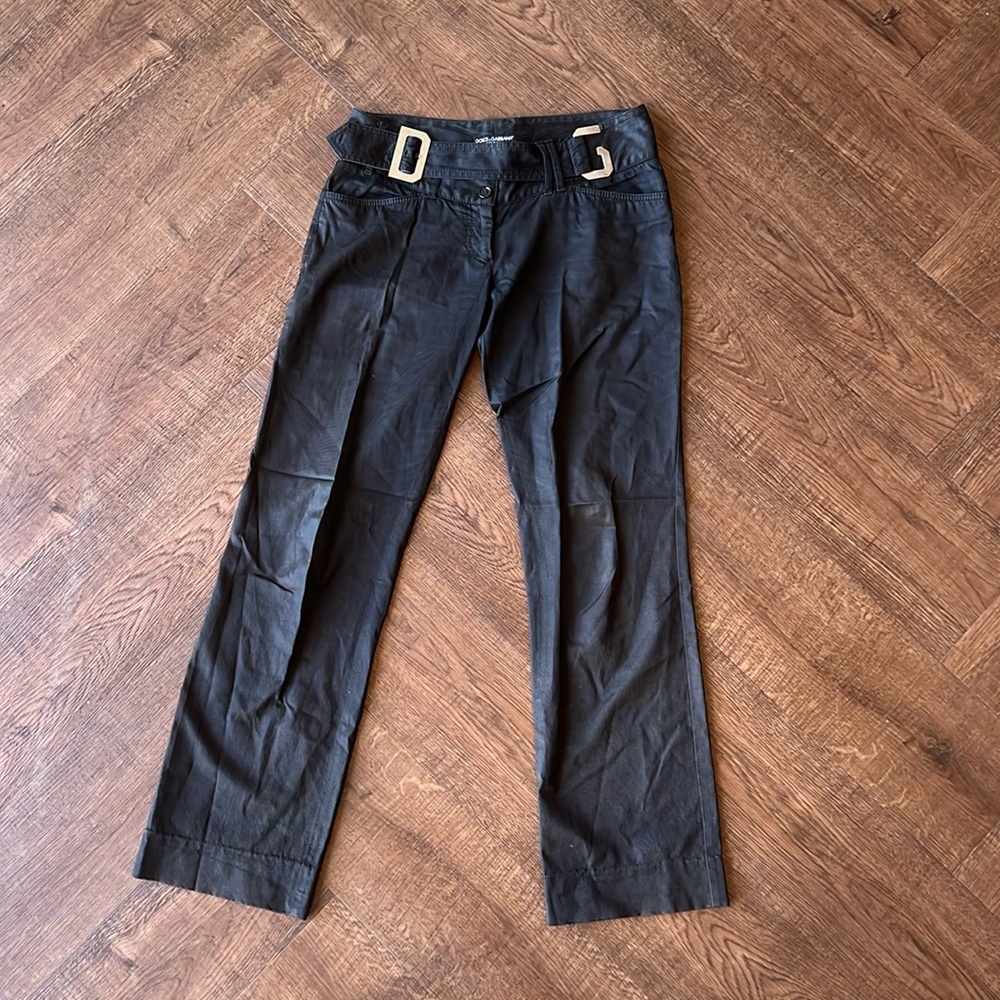 Dolce & Gabbana Flared Pants With Logo Belt Black Sz 42